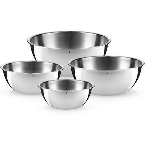 WMF Schüssel Set Gourmet (16/18/22/24 cm), 360° Schüttrand, tropffreies Ausgießen, Edelstahl, (Set, 4-tlg),