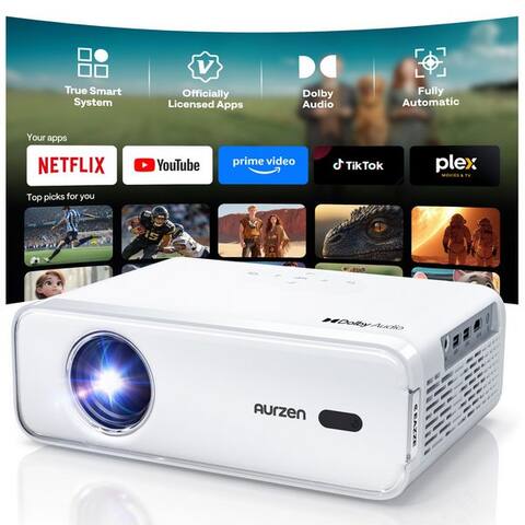 Aurzen Aurzen NetfIix Officially 4K Unterstützt Smart projecteur (3840 x 2160 px, DoIby Audio, Autofokus &