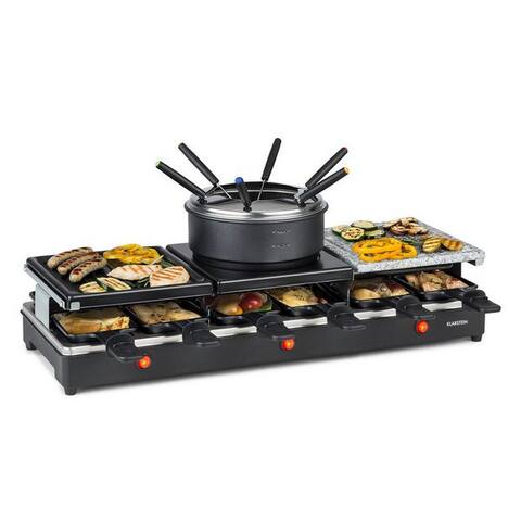 Klarstein Klarstein raclette et Fondue-Set Fonduelette XL 3-in-1 raclette Fondue Naturstein 1650W 12 Personen,