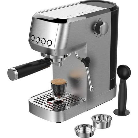 Aimax AImax Espressomaschine machine espresso 20 Bar – machine à café aus Edelstahl avec mousseur à lait,
