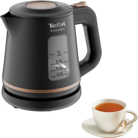 TEFAL bouilloire KI5338 Includeo, 1 l, 2400 W, Anti-Rutsch-Griff, Wasserstandsanzeige, herausnehmbarer Filter