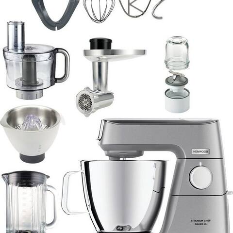 KENWOOD robot de cuisine Titanium Chef Baker XL KVL85.704SI, 1200 W, 7 l Schüssel, inkl. umfangreiches Zubehör, avec