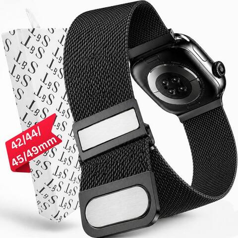 APPLE S&T Design Bracelet pour montre connectée Armband Edelstahl pour Apple montre Doppel Magnetischer Mesh Milanaise,