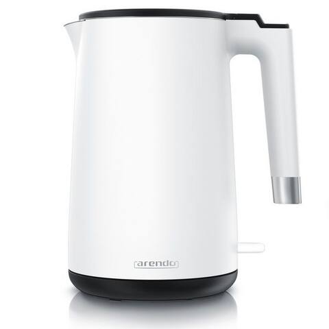 Arendo Arendo bouilloire aus Edelstahl, 360° manette, Doppelwand-Design, weiß matt, 1,5 l, 2000 W, Teekocher,