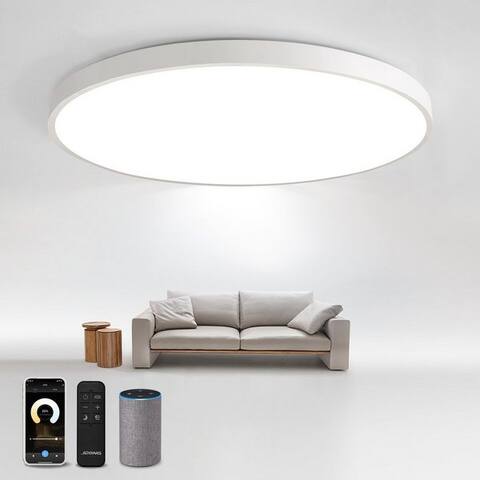 GOOGLE JDONG Deckenluminaire kompatibel avec Alexa Google Home WiFi, Ultra Dünn Ø50x4CM Flach Rete Deckenlamp,