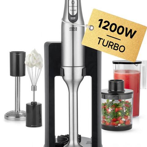 Lebenlang Lebenlang Stabblender Premium Set aus Edelstahl - Stufenlos verstellbar & Inkl. Aufsätze, 1200 W, Hand