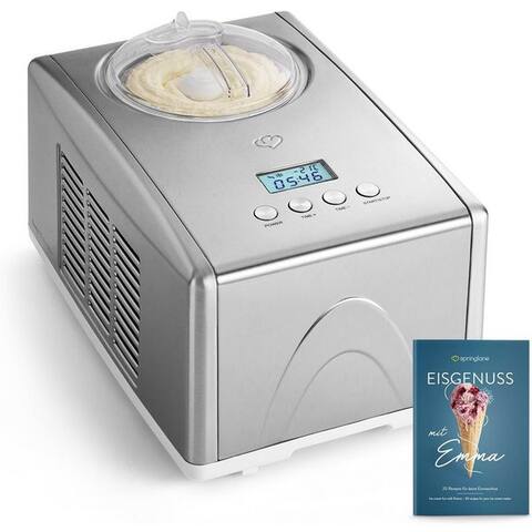 Springlane Springlane sorbetière Emma 1,5 L avec selbstkühlendem Kompressor, aus Edelstahl, 1,50 l, 150,00 W, Eiscreme,