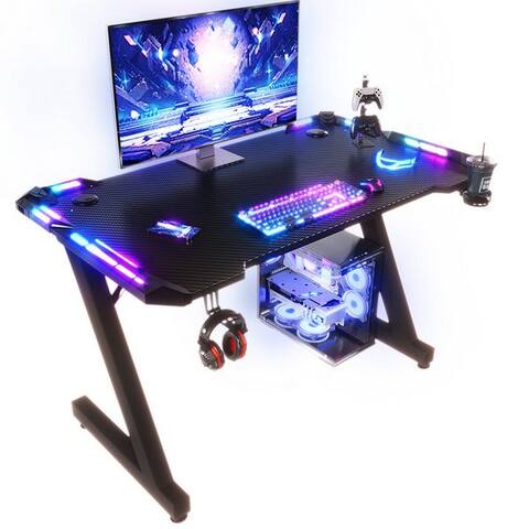 Homall HOMALL Gamingtisch LED Gaming Tisch,Computertisch,avec RGB lumièreern 120/140/160cm (Gaming-Tisch avec