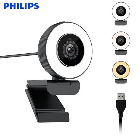PHILIPS SPL6408BT webcam avec Ringlumière,2K/USB/30FPS/4MP/Autofokus/Plug & Play webcam (2K, USB, Autofokus / 3