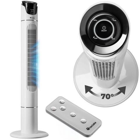 Tectake tectake ventilateur colonne Standlüfter in weiß, oszillierend, Inkl. Fernbedienung, 31 x 110 cm, 3 Modi, avec