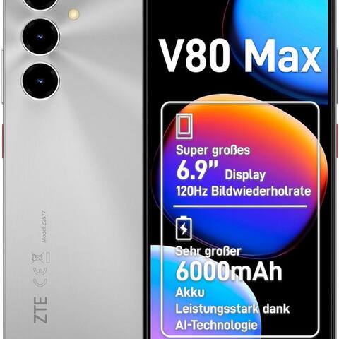 ZTE V80 max smartphone (17,52 cm/6,9 pouces, 128 GB Speicherplatz, 50 MP caméra)