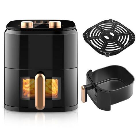 Oyajia oyajia air fryer Airfryer 5L avec Sichtfenster, Drehknopf pour Temperatur & Timer, sans ÖL, Kompakter air