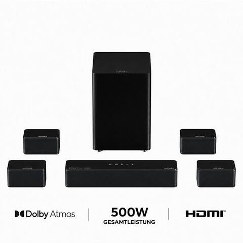 Ultimea Ultimea Poseidon D80 Boom barre de son 7.1 Surroet Soet System (4 kabelgebetene Surroet-enceinte) (Bluetooth,