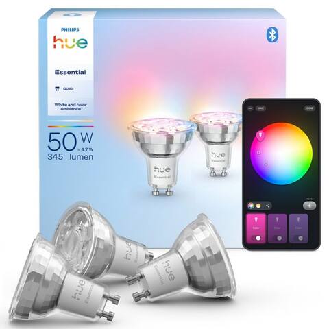 PHILIPS Hue LED-Leuchtavectel Essential White & Color Ambiance smarte lampe, GU10, 3 St., Farbwechsler, 3er Set,