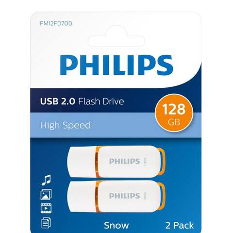 PHILIPS FM12FD70D/00 clé USB (USB 2.0, Lesegeschwindigkeit 25,00 MB/s, Sunrise Orange®, 128GB, USB2.0, 2er Pack)