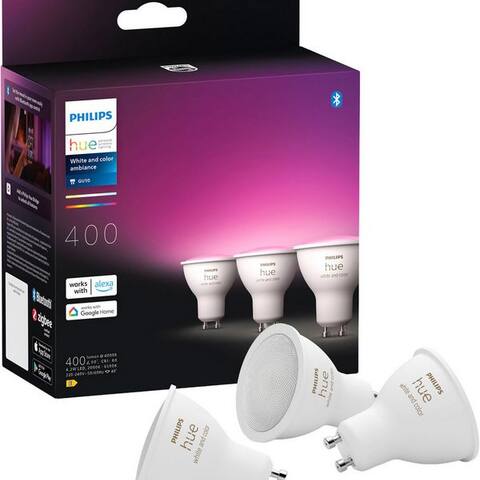 PHILIPS Hue LED-Leuchtavectel White and Color Ambiance 400lm, GU10, 3 St., Farbwechsler