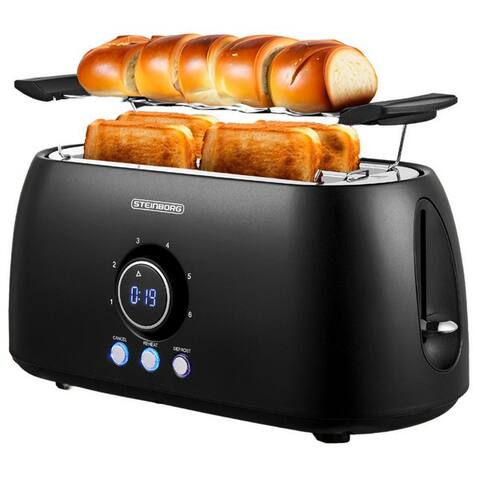 Steinborg STEINBORG grille-pain SB-2212, 2 lange Schlitze, pour 4 Scheiben, 1500 W, Edelstahl