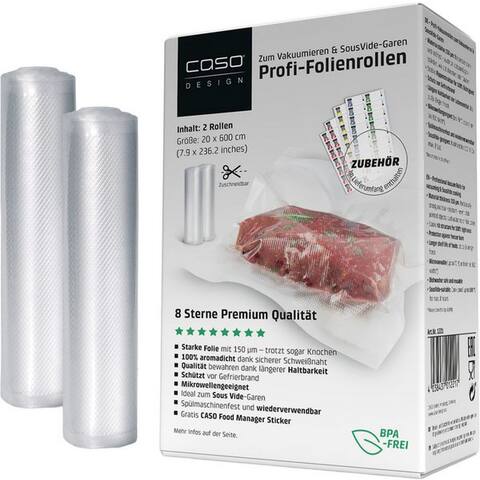 Caso Caso Vakuumier-Folienrollen 1221, 20 x 60 cm, Zubehör pour alle handelsüblichen Balken sous-vide, 2 Stück