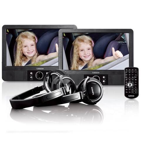 Lenco Lenco MES-415 Portabler DVD-Player (HD-résolution, 2er DVD-Set, 9 pouces-écran, USB- & SD/MMC inkl. Casque &