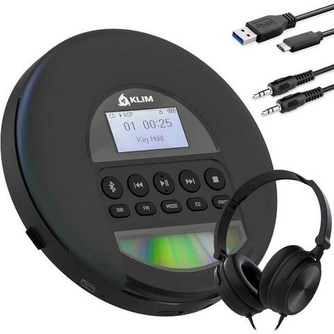Klim KLIM Nomad tragbarer lecteur CD (Bluetooth, Discman avec On-Ear Casque, idéal pour Autos, MP3)