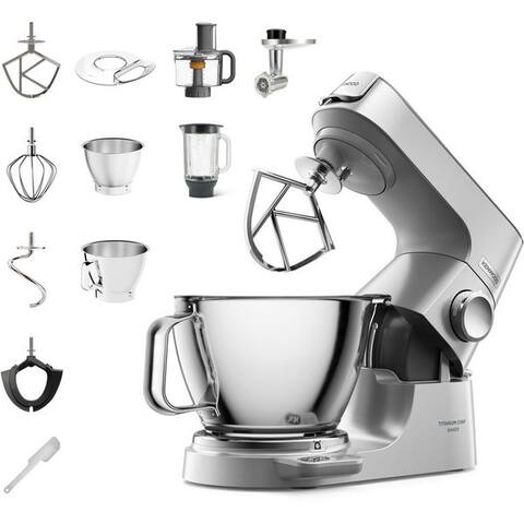 KENWOOD robot de cuisine Titanium Chef Baker KVC85.594SI, 1200 W, 5 l Schüssel, inkl. umfangreiches Zubehör, avec