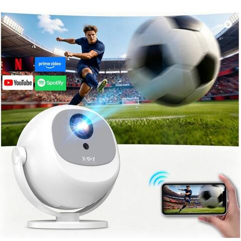 Xgody XGODY Gimbal A2 LCD Projektor LED projecteur Full HD 1080P Unterstützt 4K Mini-projecteur (300 lm, 10000:1,