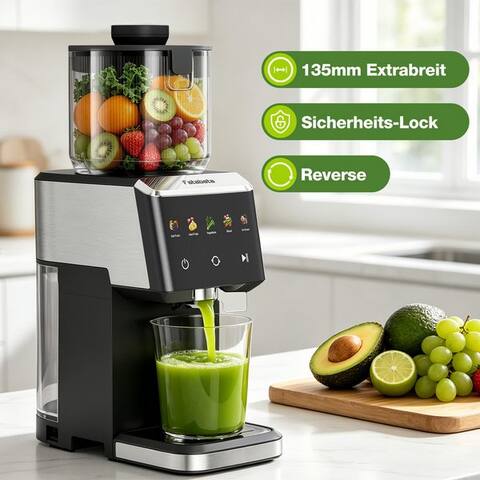 Fatabeta FATABETA Slow Juicer centrifugeuse 135MM großer Öffnung, pour ganze Früchte et Gemüse, 150 W, BPA-Frei, Hohe