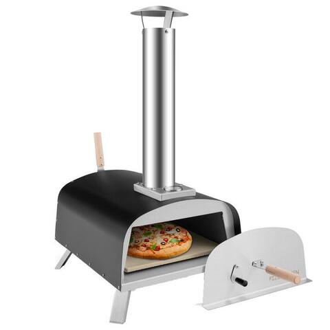 Costway COSTWAY Pizzaofen, inkl. Pizzaschieber & Pizzastein, Holz, bis zu 450 °C