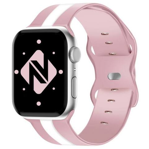 Nalia Bracelet pour montre connectée Apple montre 49mm/46/45/44/42(Serie 1-3), Gestreiftes Silikon Ersatzband /