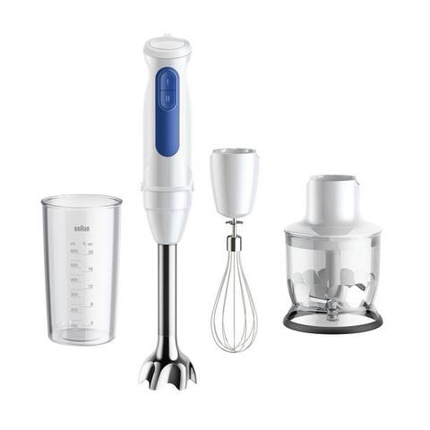 BRAUN Stabblender MultiQuick 3 MQ30202M - 2 Geschwindigkeiten, weiß, 900 W, Extra Mahlklinge, 350 ml Zerkleinerer,