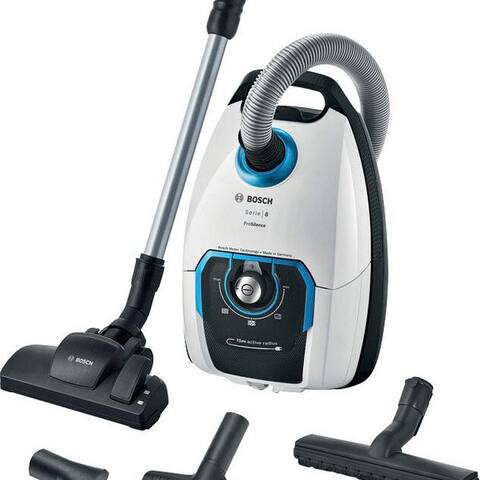 BOSCH aspirateur traîneau Serie 8 ProSilence BGB75XSIL, Hygiene-Filter, 10 Jahre Motorgarantie, 650 W, avec Beutel,