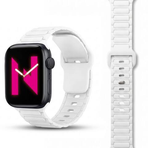 Nalia Bracelet pour montre connectée Apple montre 49mm/46/45/44/42(Serie 1-3), Magnetisches Silikon Ersatzband /