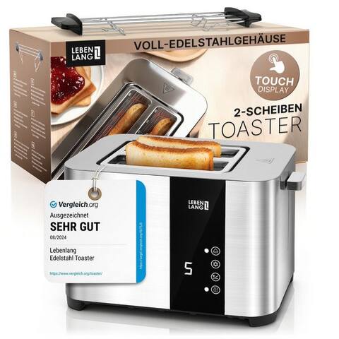 Lebenlang Lebenlang grille-pain Premium 2-Scheiben Multifunktionsgrille-pain aus Edelstahl, pour 2-Scheiben, 850,00 W,