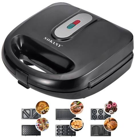 Sokany SOKANY grill à sandwich 6-in-1 Waffel/Panini/Donut Maker, Antihaftbeschichtung, 750 W