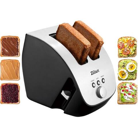 Zilan Zilan grille-pain ZLN-2690, 2 große Schlitze, pour 2 Scheiben, 1000 W, Edelstahl Gehäuse