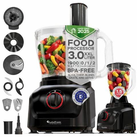 Turbotronic By TurboTronic by Z-Line robot de cuisine Food Processor avec Standblender 1,5L Glaskaraffe Multizerkleinerer