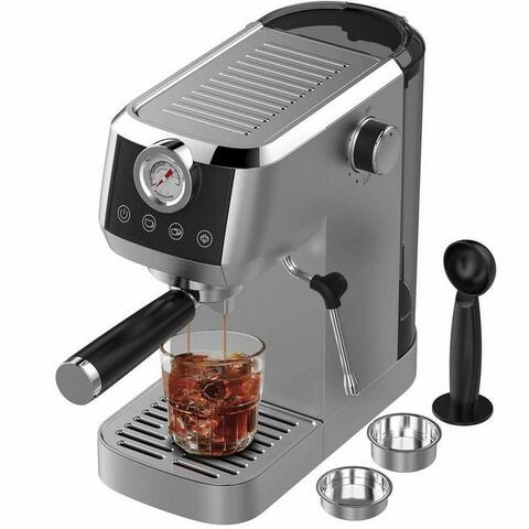 Aimax AImax Espressomaschine CM1665 avec Manometer, Klein Halbautomatische machine à café, 20 Bar, Filter aus