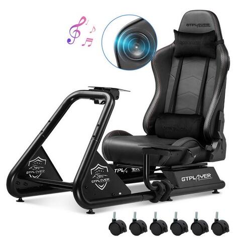 Gtplayer GTPLAYER Simulator Cockpit, sim racing cockpit racing wheel stand manette (avec Bluetooth-enceinte et