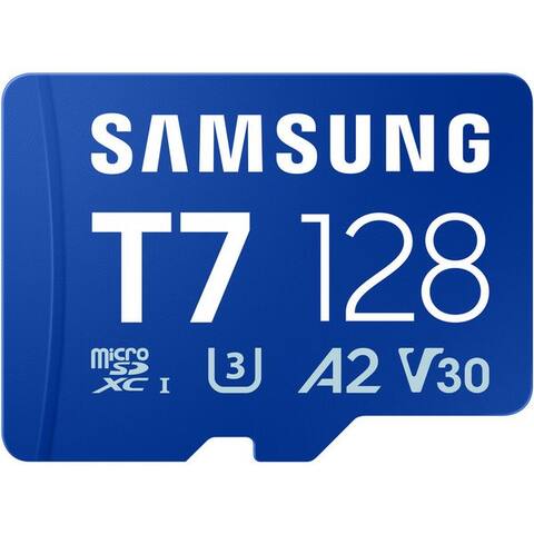 SAMSUNG T7 carte mémoire (128 GB, Video Speed Class 30 (V30), 170 MB/s Lesegeschwindigkeit)