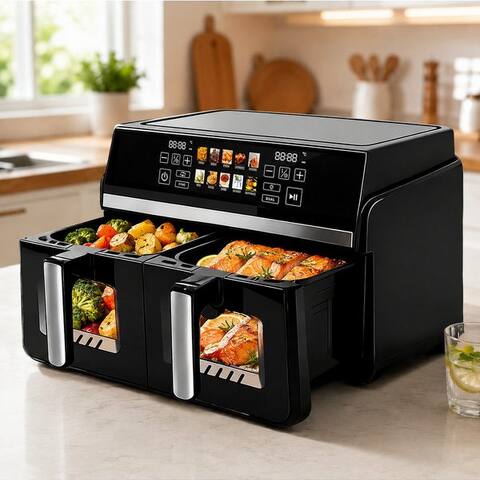 Nettlife Nettlife air fryer Air fryer 2 unabhängigen Kammern 10/11L Gesamtvolumen 13-in-1 Doppelzonen-Funktion, 2200