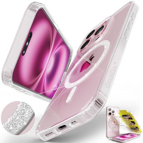 Greenhec GreenHec Coque pour smartphone Coque pour smartphone iPhone 17 16 15 14 13 Pro max Plus Glitzer Case Transparent 7 pouces,