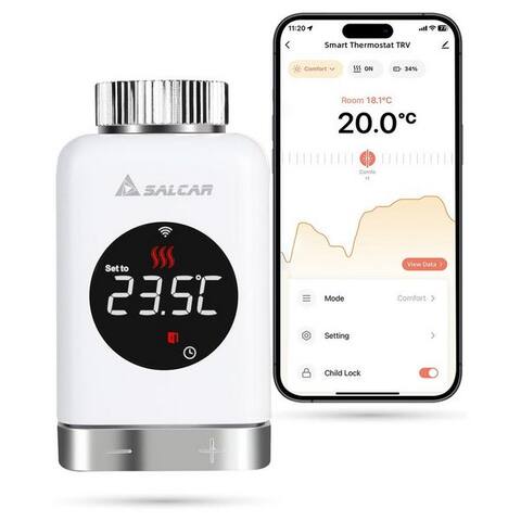 GOOGLE Salcar Heizkörperthermostat Heizkörperthermostat TRV801W thermostat Heizung Smart LCD WiFi, thermostat