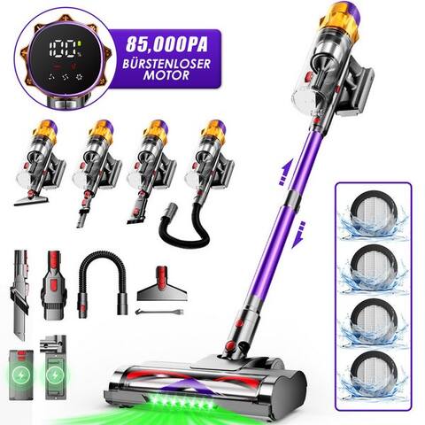 Hiazurm Hiazurm Akku-Hand-et aspirateur balai Akku aspirateur,85000Pa/2.8L/70min OLED-écran aspirateur sans fil, 3