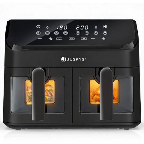 Juskys Juskys air fryer, 1800 W, avec 2 Kammern, Smart Finish et 9 Programmen - Antihaftbeschichtung