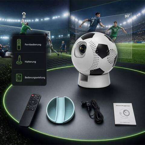 Kityhome Kityhome 4K 1080P WiFi FOOTBALL PROJEKTOR Mini-projecteur (3000 lm, 1080p px, Hochauflösende