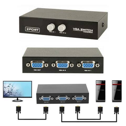 Bolwins Bolwins VGA-switch I07C VGA SVGA moniteur switch Umschalter Verteiler 2in1 f PC TV projecteur, 2-Port VGA