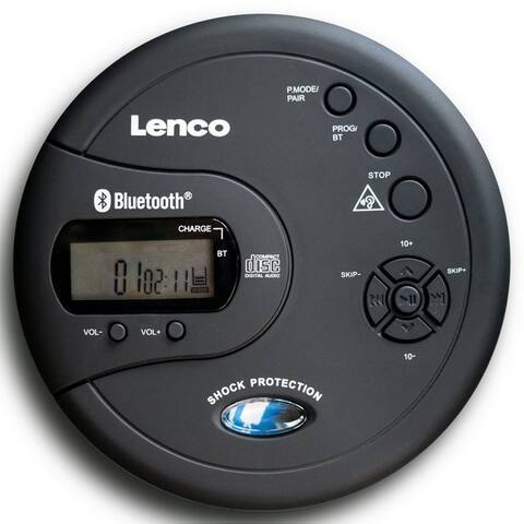 Lenco Lenco CD-300BK lecteur CD (HD-résolution, Bluetooth, Anti-Shock, Bluetooth, LCD, inkl. 2x 2000mAh -Batterien