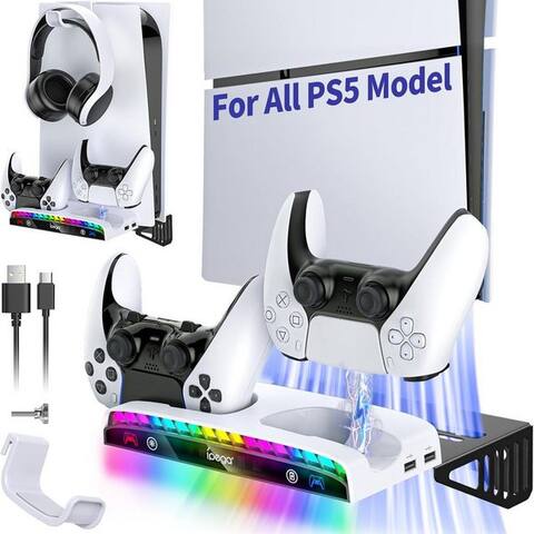 Tenlamp Tenlamp Support mural pour alle PS5-Modelle Pro/Slim/Original avec station de charge manette (Set, 1 St.,
