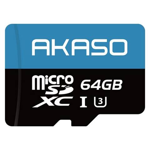 Akaso Akaso 64GB U3 microSDXC Karte pour Action Cams & 4K-Aufnahmen Micro SD-Karte (Lesegeschwindigkeit 100 MB/s,