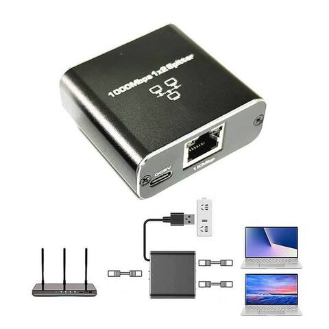 Bolwins Bolwins Splitter B19C RJ45 Ethernet Splitter 1:2 LAN Adapter Verteiler pour Netzwerk PC, RJ45 LAN Splitter,